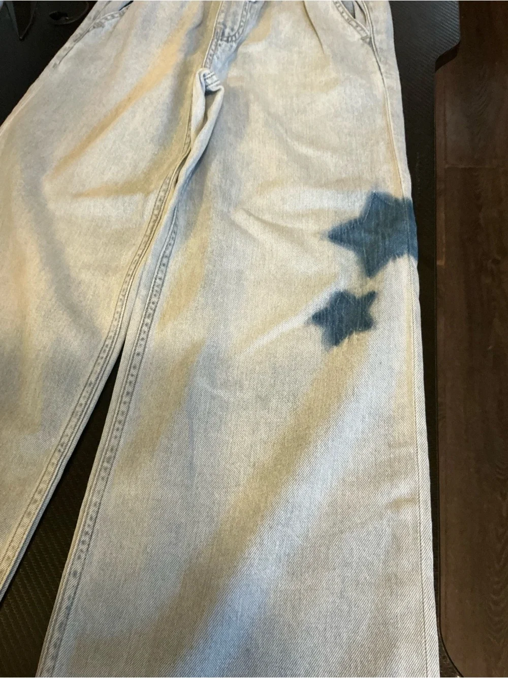 GAP Kids Cream Wide-Leg Pants with Blue Star Patches size xl 12